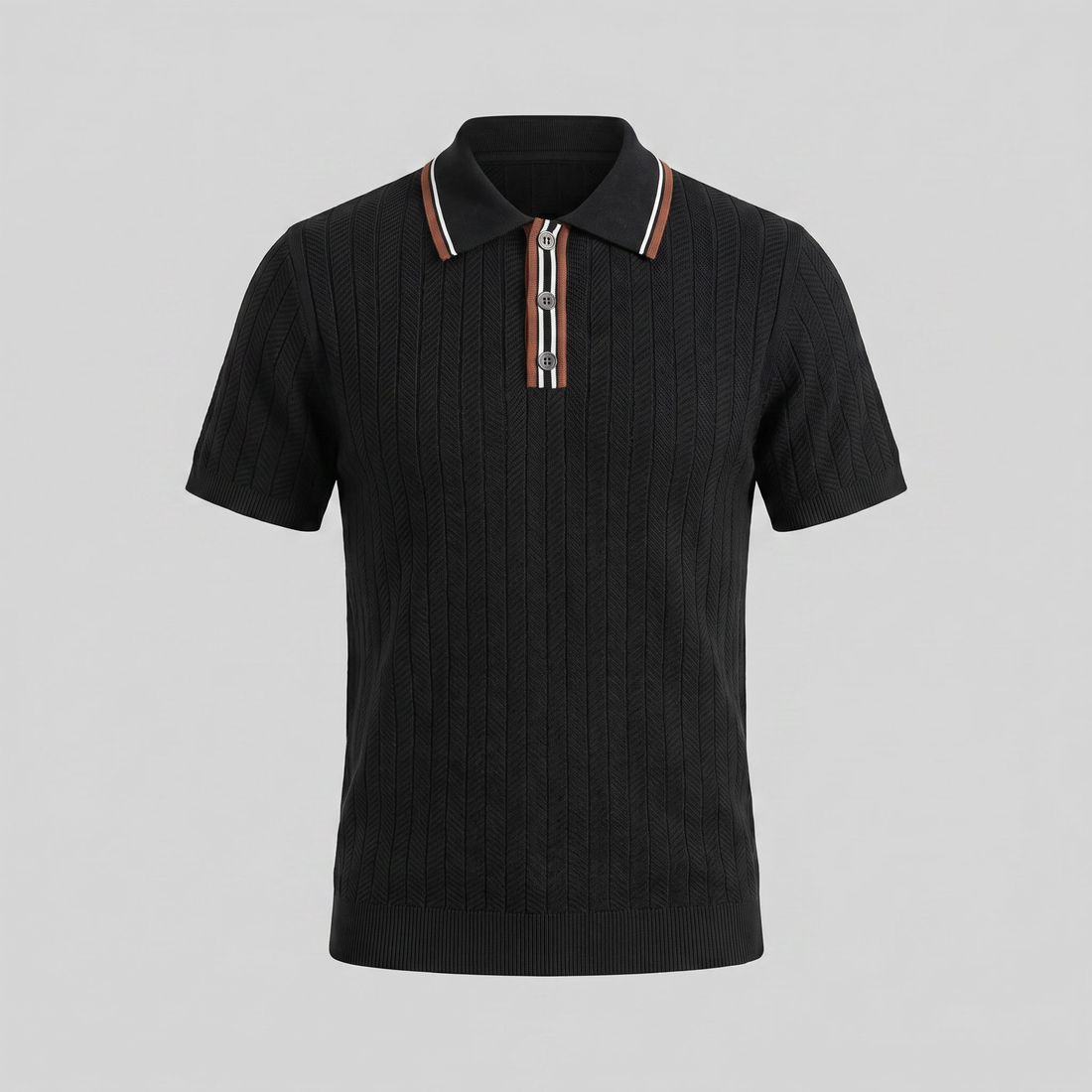 Men's Knit Polo Shirt with Contrast Collar