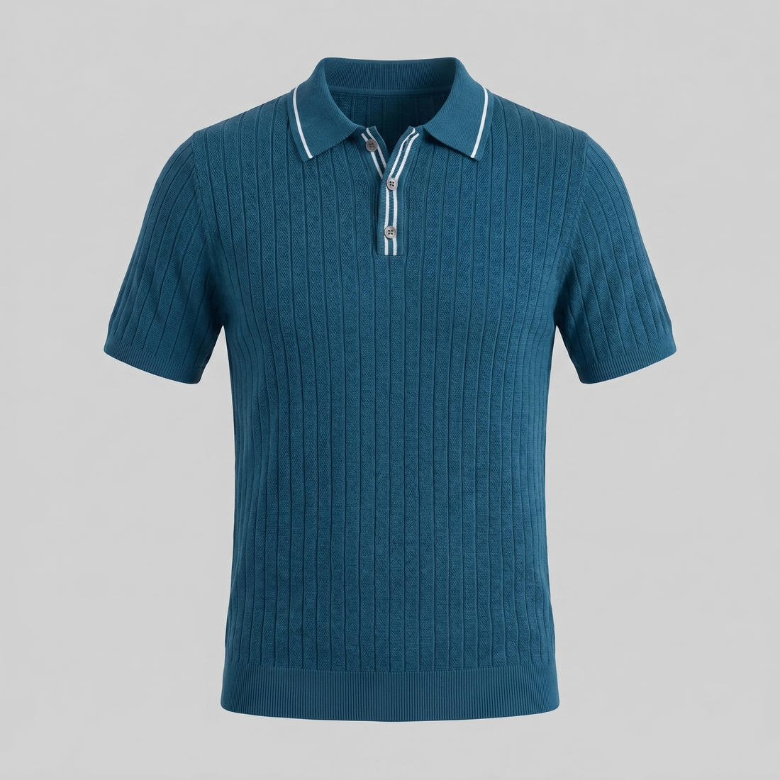 Men's Knit Polo Shirt with Contrast Collar