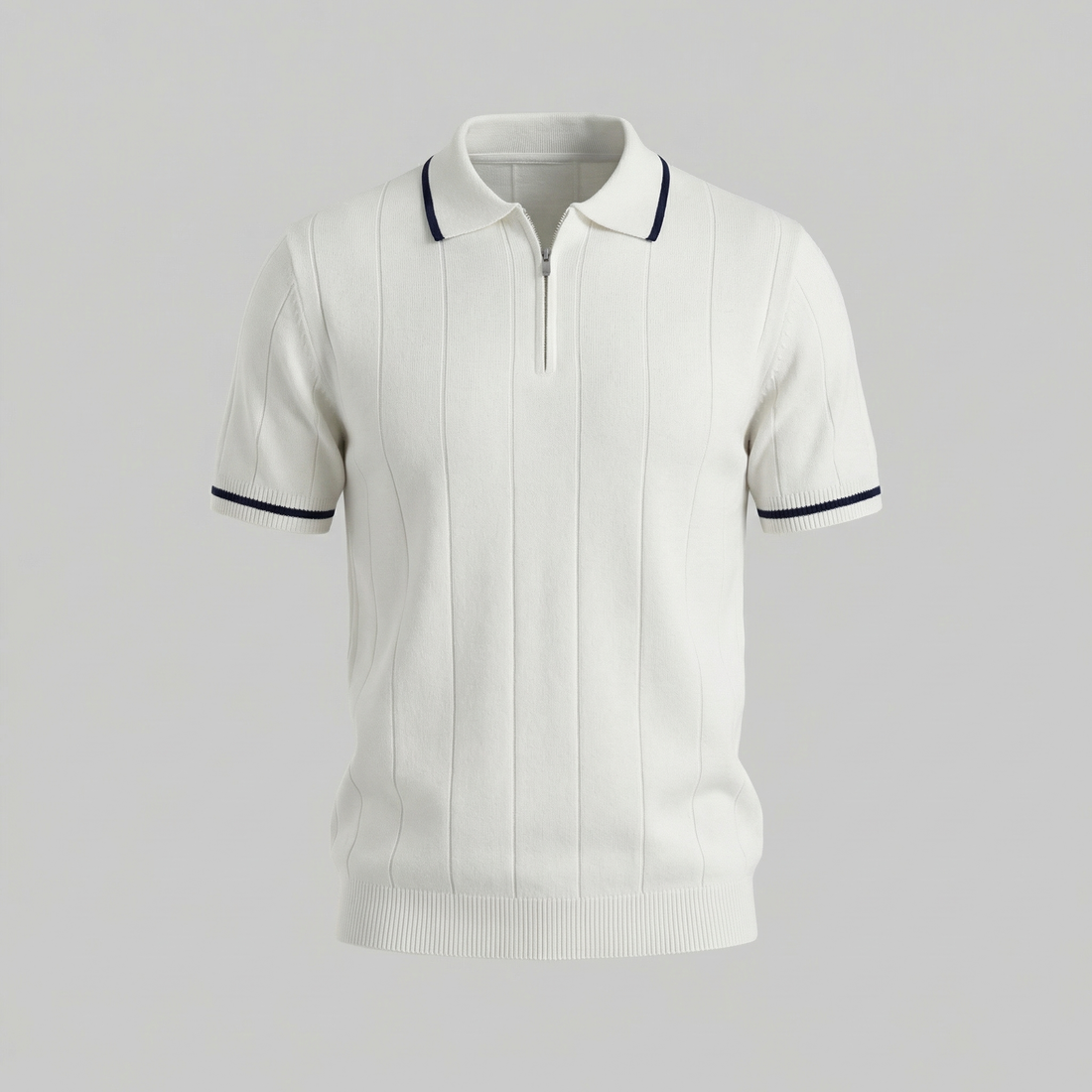 Men's Knit Polo Shirt with Retro Accents
