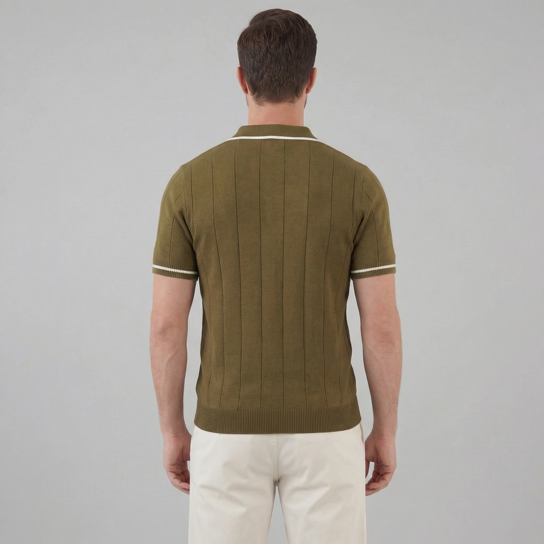 Men's Knit Polo Shirt with Retro Accents