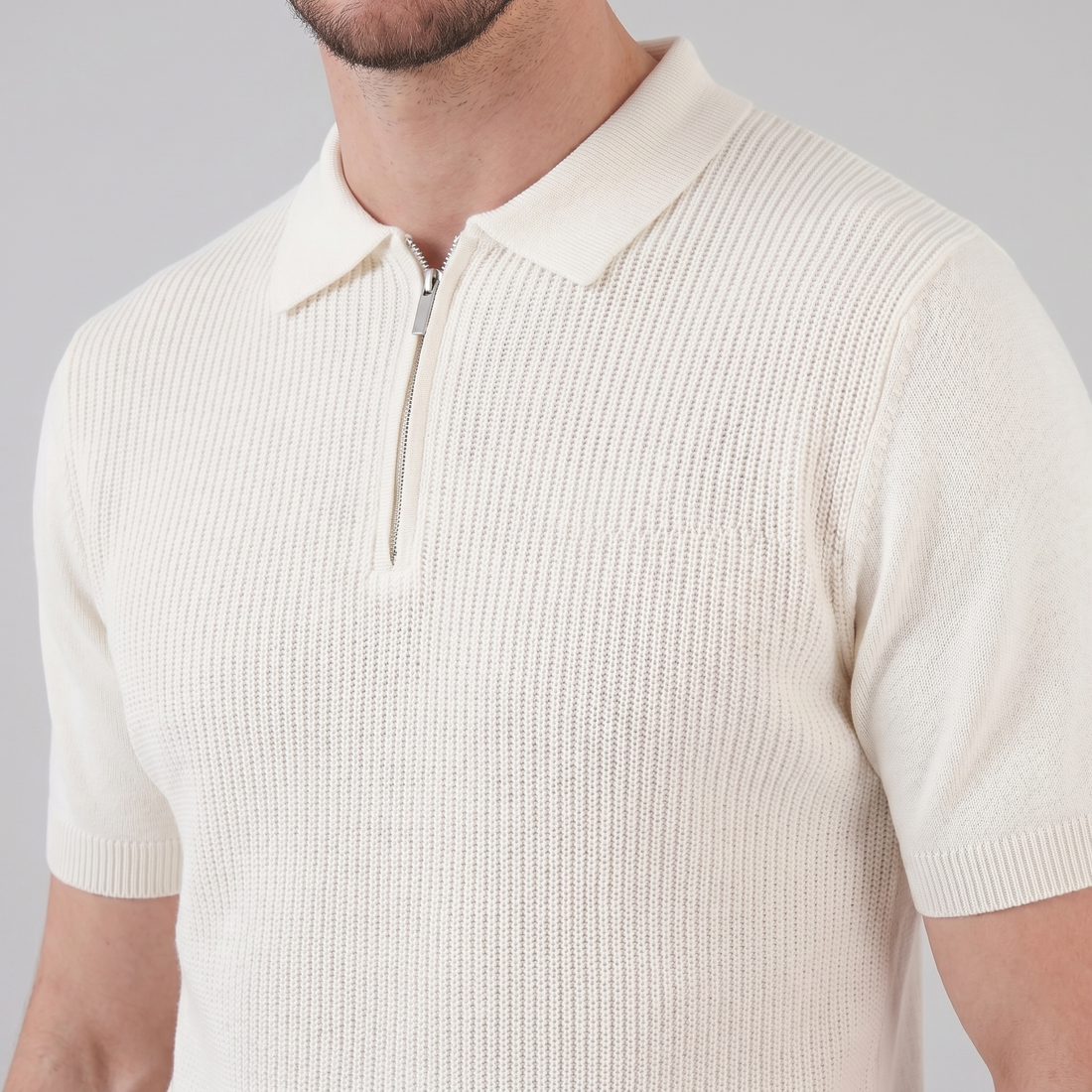 Men's Knit Polo Zip Neck