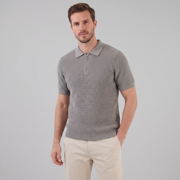 Men's Knit Polo Zip Neck