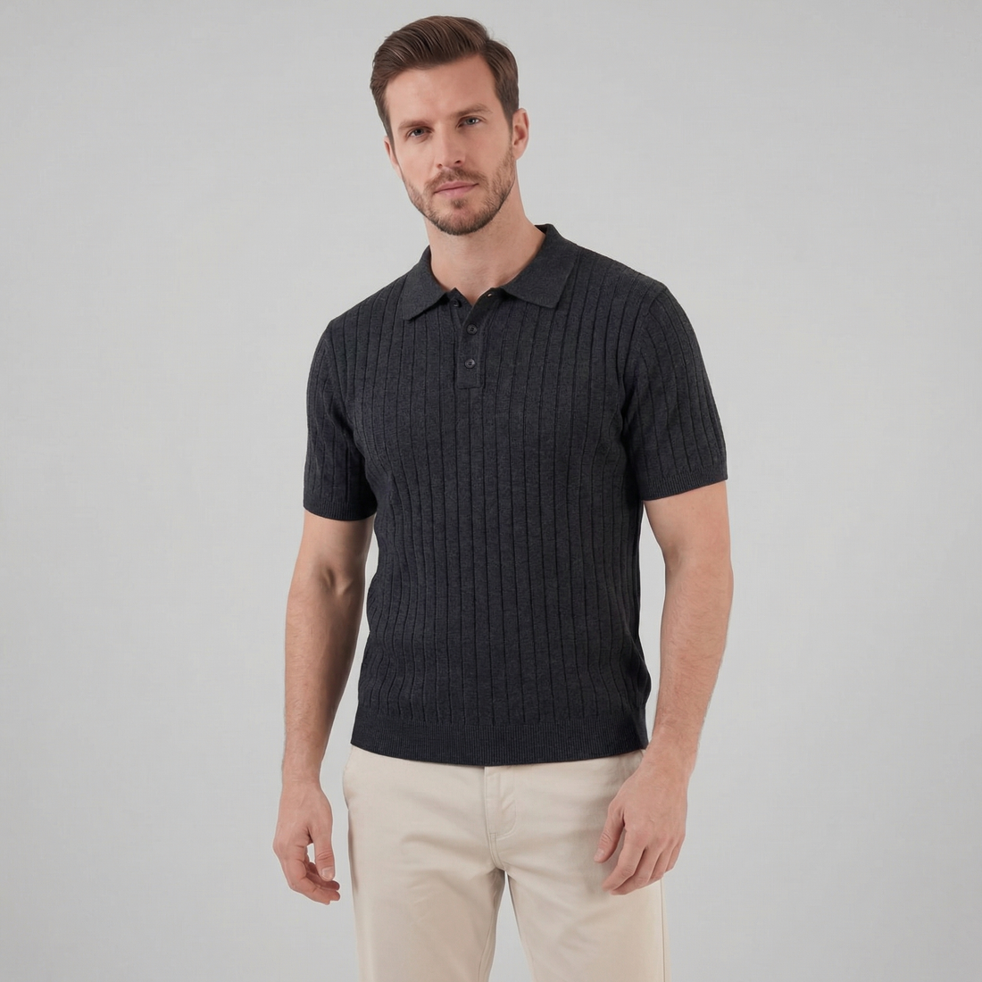 Men's Knit Striped Polo