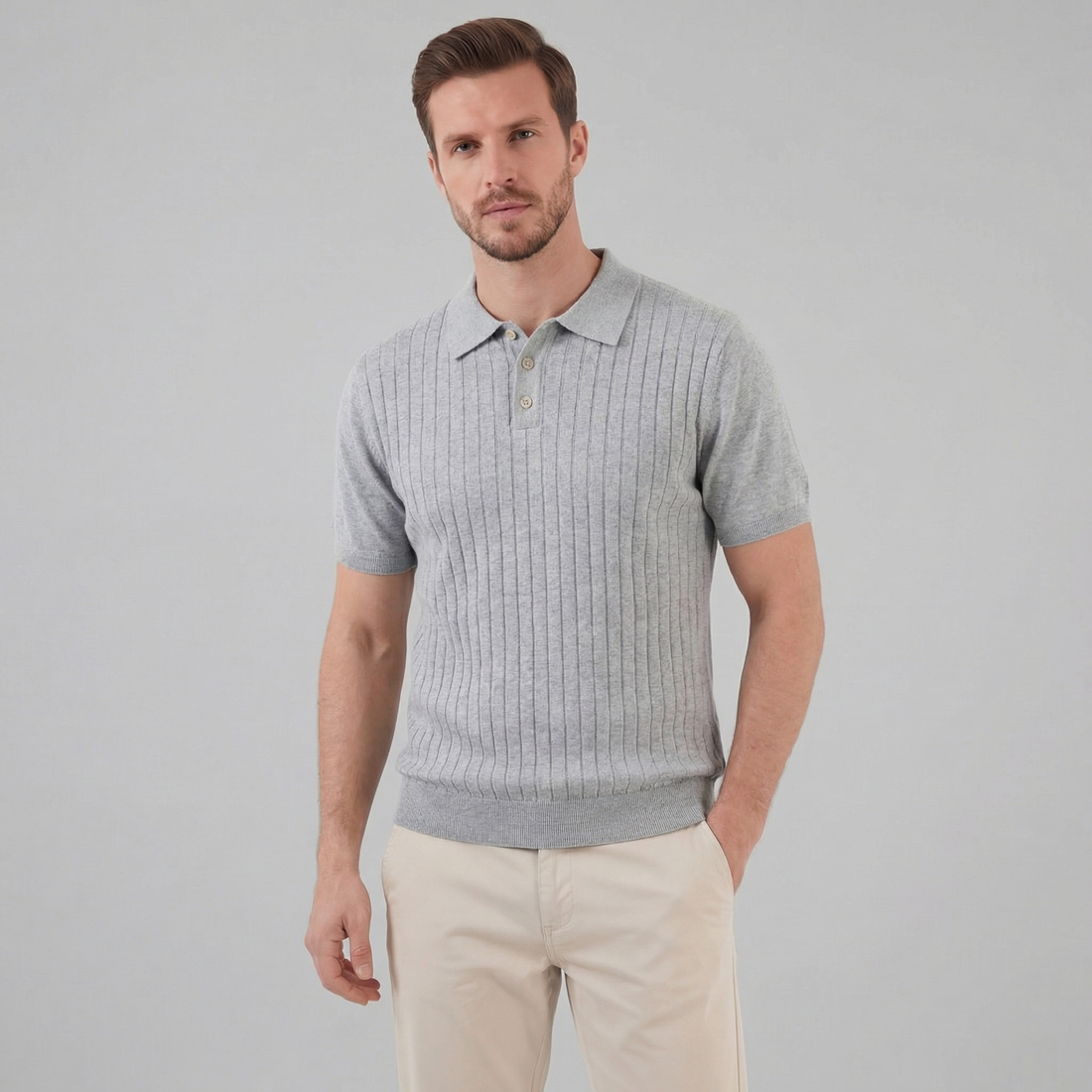 Men's Knit Striped Polo