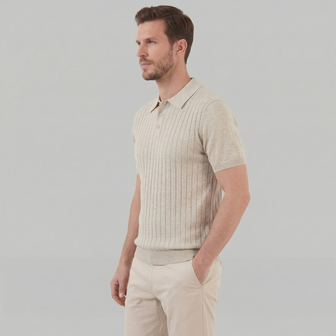 Men's Knit Striped Polo