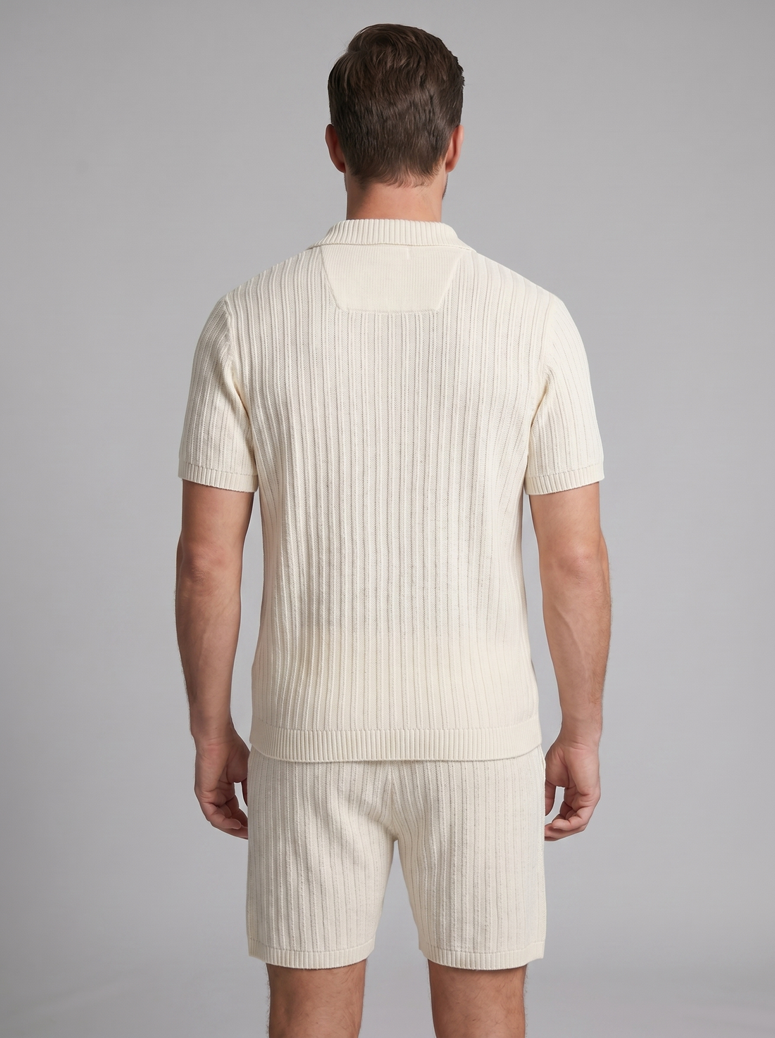 Men's Knitted Short Sleeve Shirt and Shorts Set