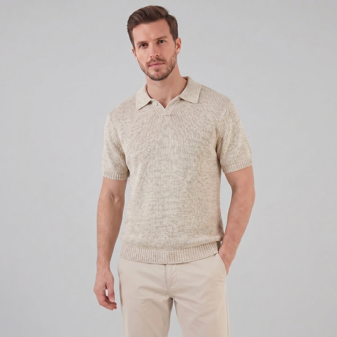 Men's Knitted Summer Polo Shirt