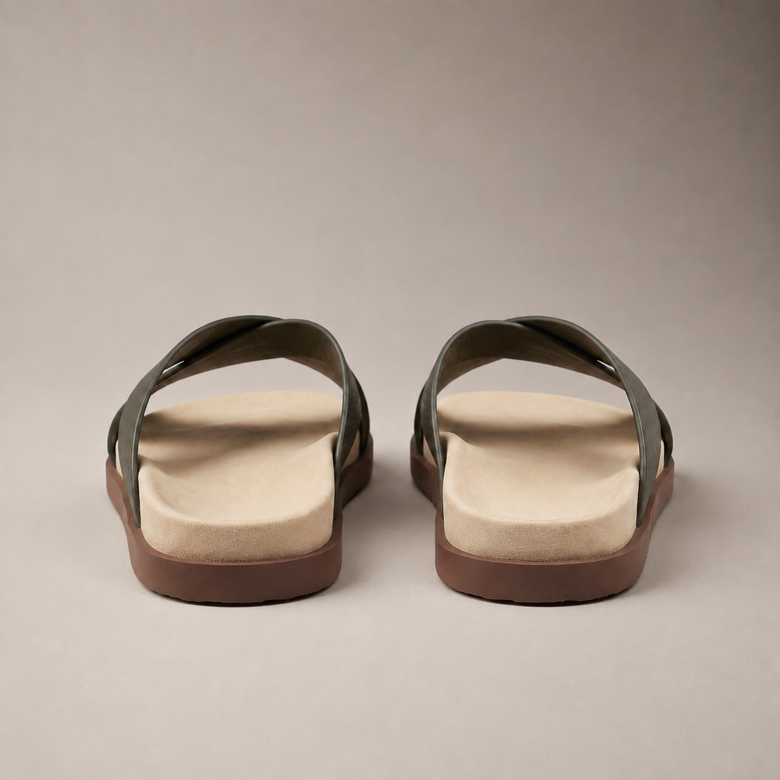 Men's Leather Cross-Strap Slides