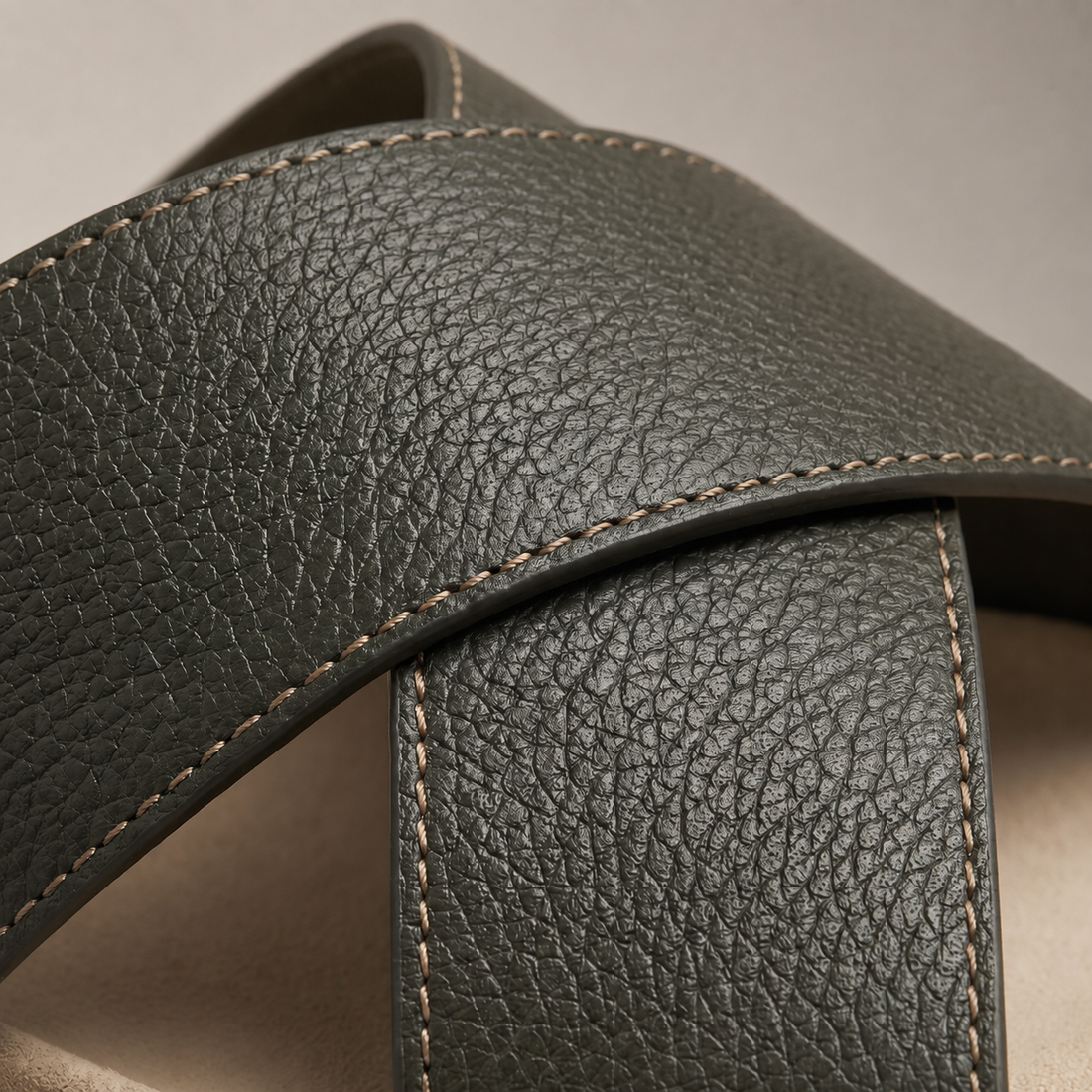 Men's Leather Cross-Strap Slides