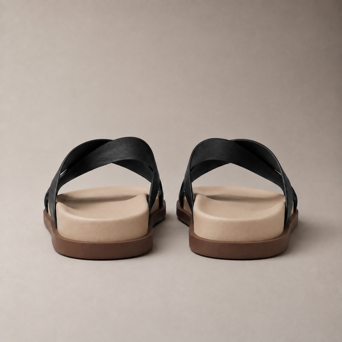Men's Leather Cross-Strap Slides