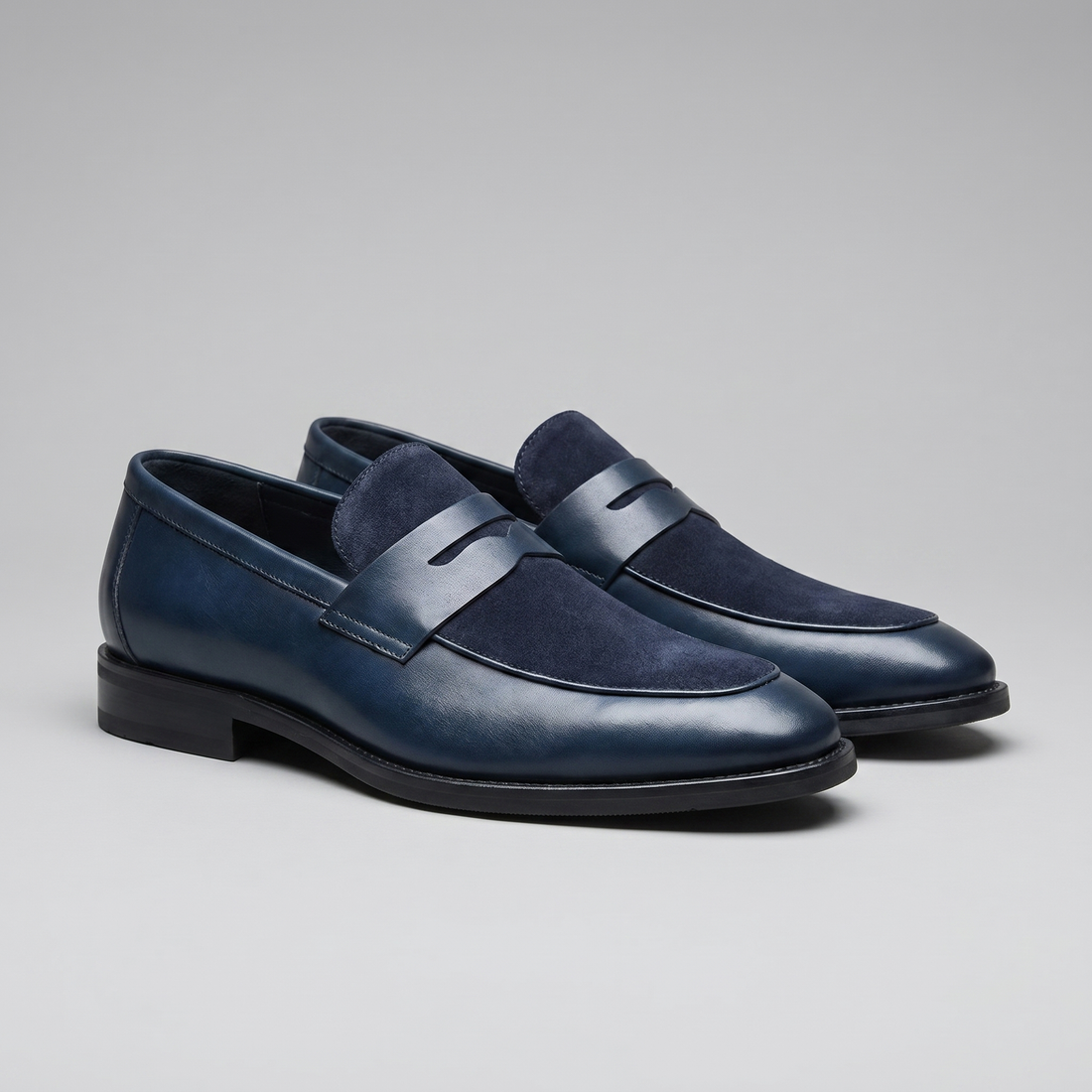 Men's Leather Suede Panel Loafers