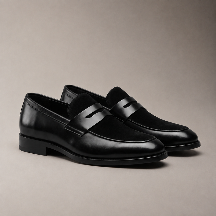 Men's Leather Suede Panel Loafers