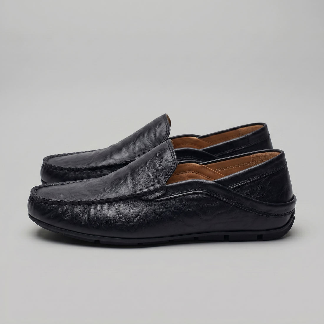 Men's Leather Travel Loafers with Fold-Down Heel