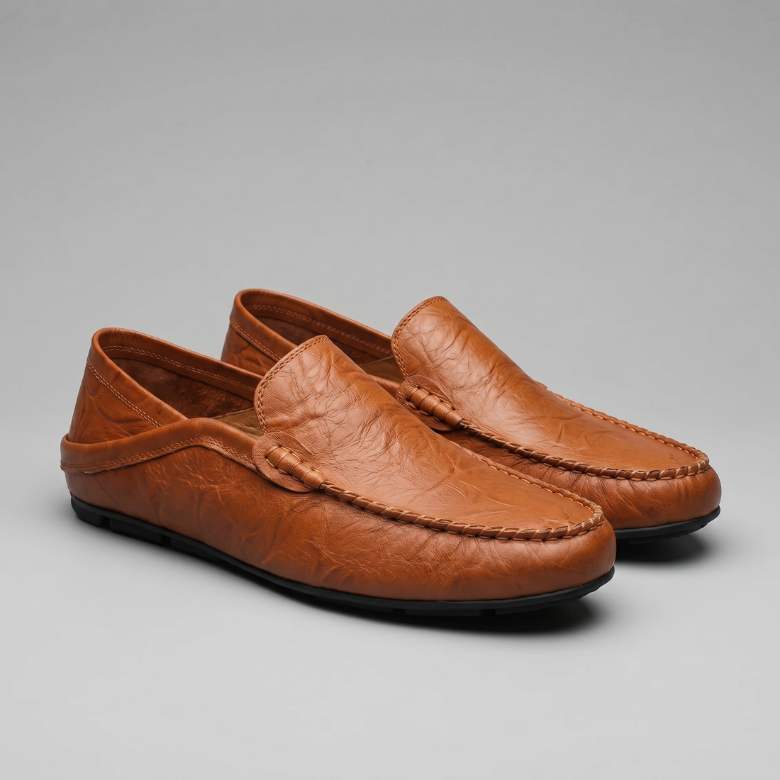 Men's Leather Travel Loafers with Fold-Down Heel