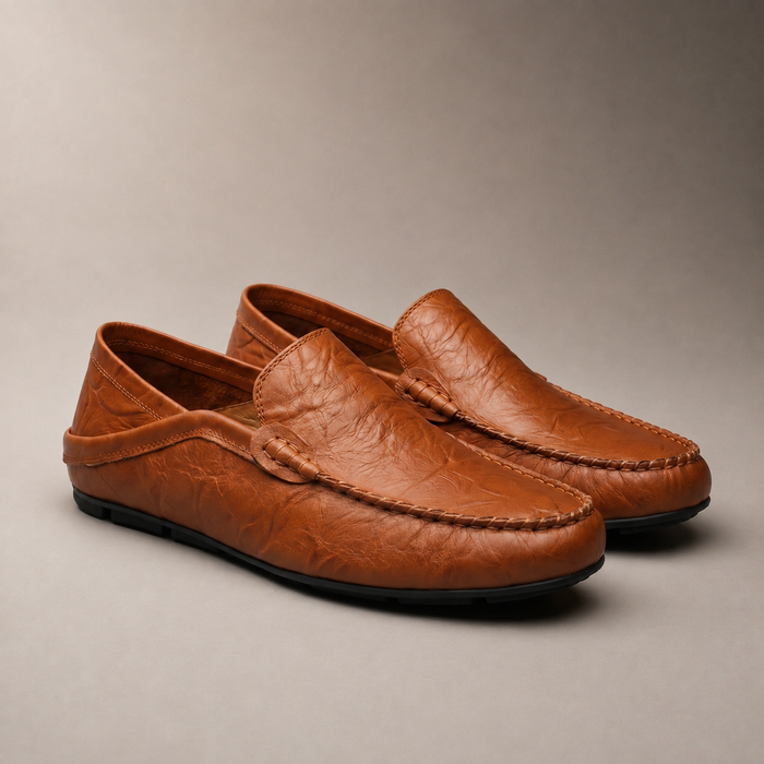 Men's Leather Travel Loafers with Fold-Down Heel