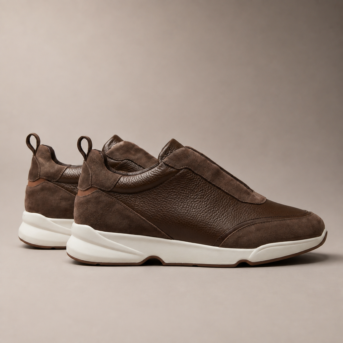 Men's Leather and Suede Slip-On Sneakers