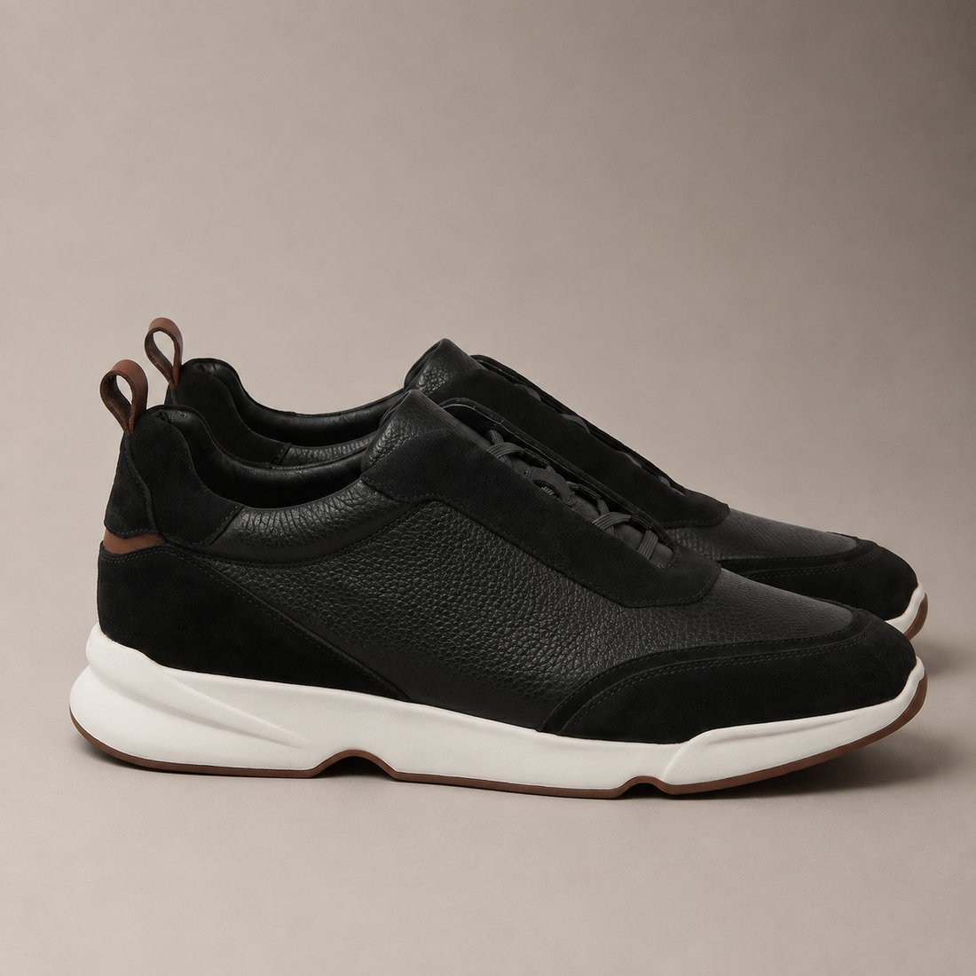 Men's Leather and Suede Slip-On Sneakers