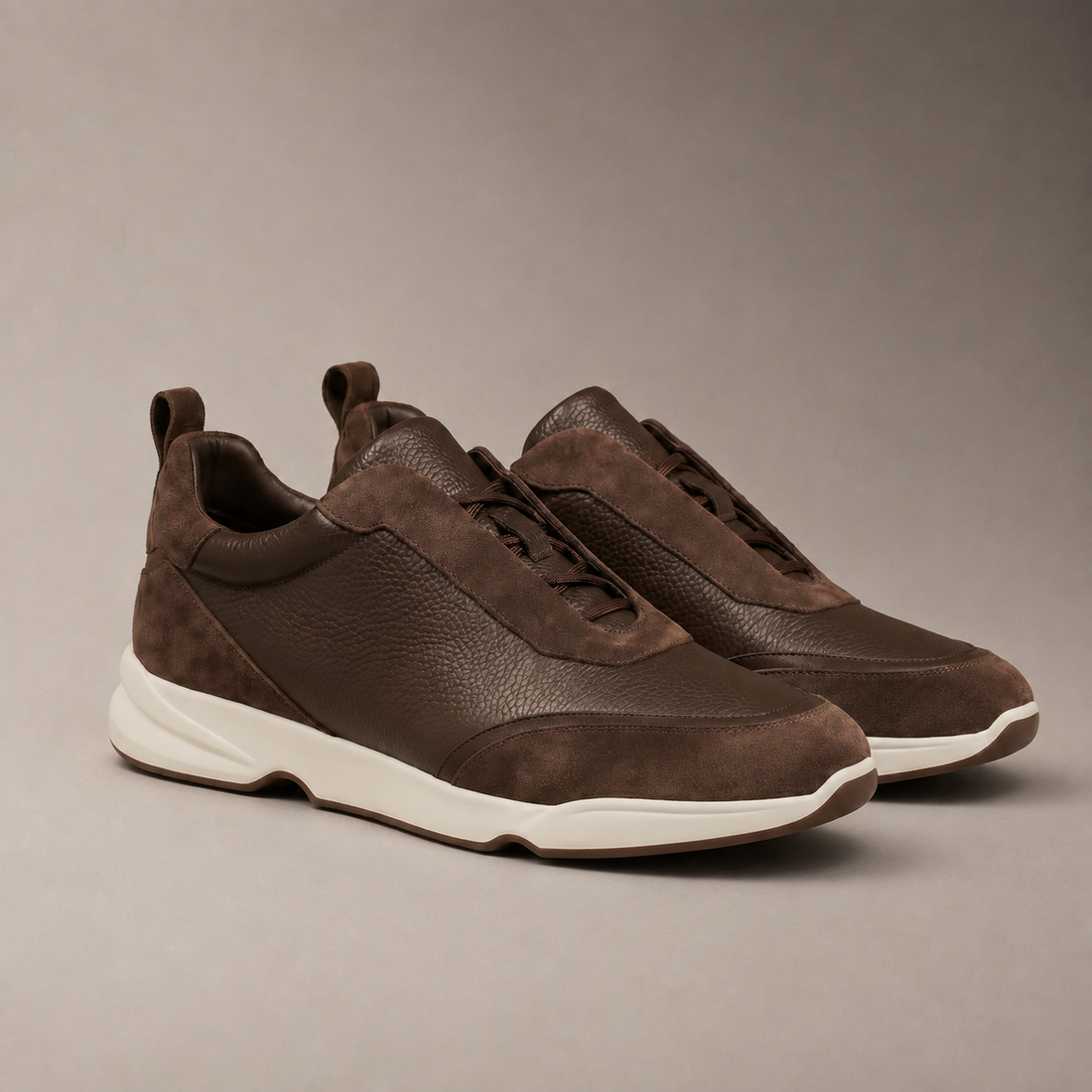 Men's Leather and Suede Slip-On Sneakers