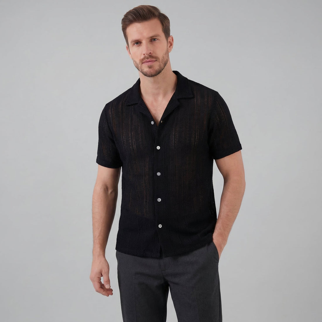 Men's Lightweight Button-Down Shirt for Summer