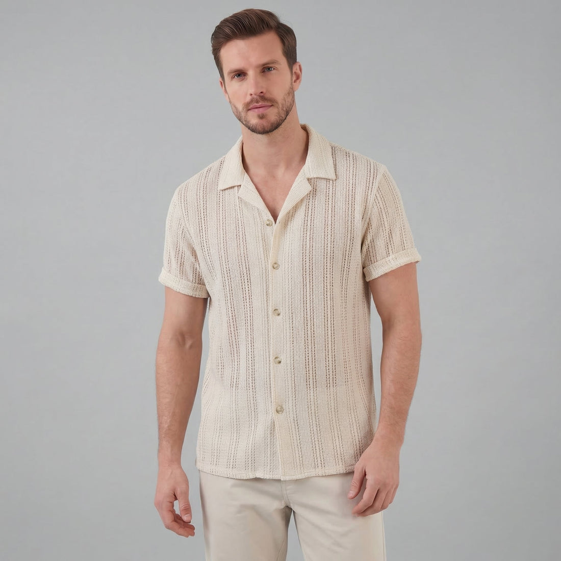 Men's Lightweight Button-Down Shirt for Summer