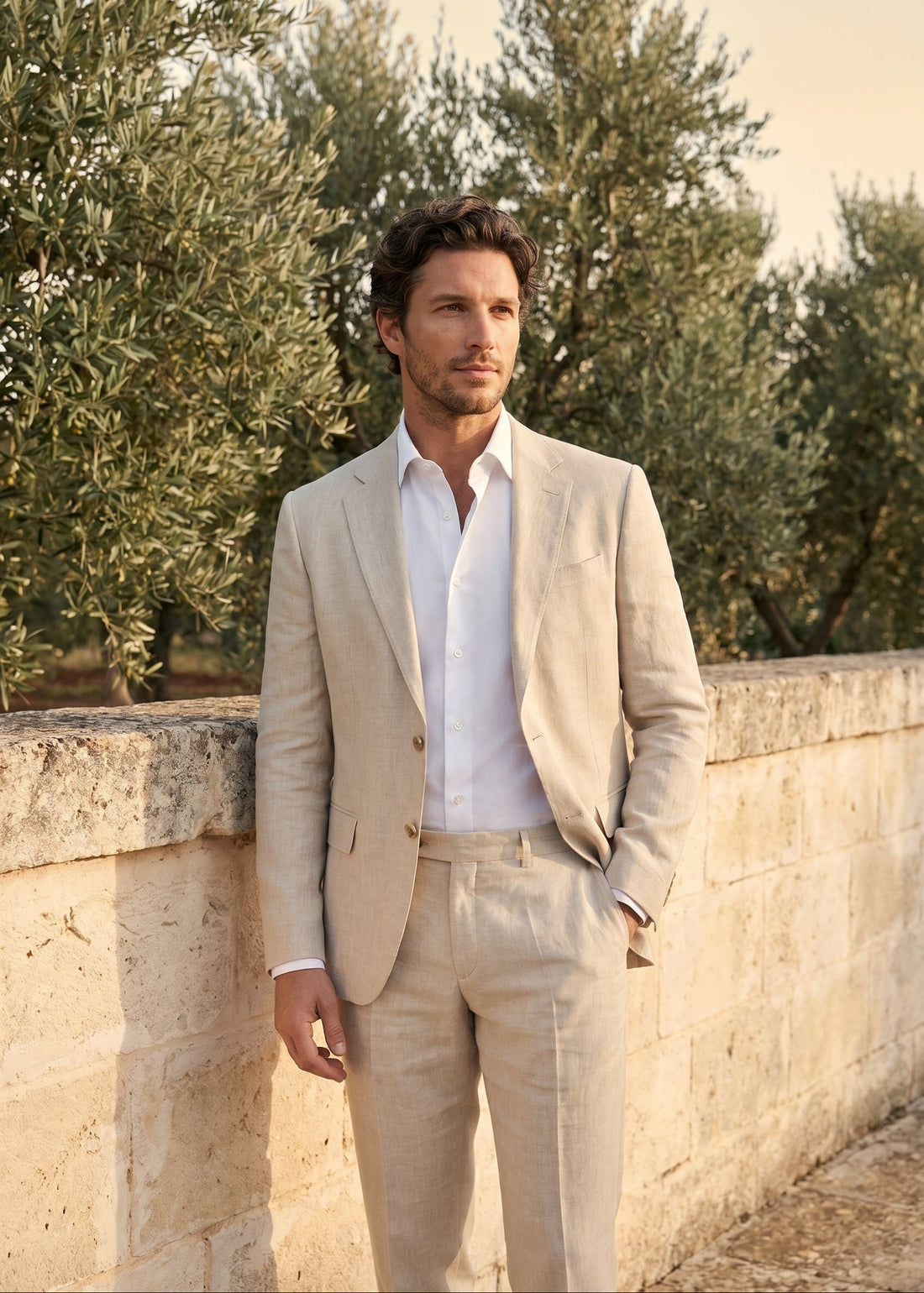 Men's Linen Blend Wedding Suit