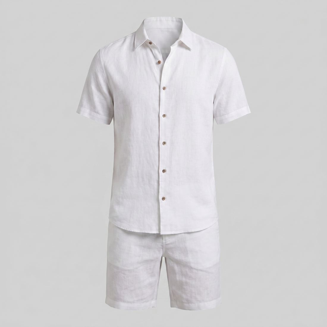 Men's Linen Camp Collar Shirt and Shorts Set