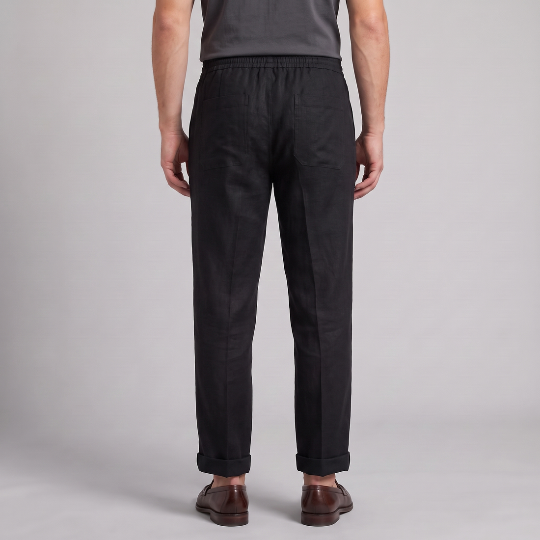 Men's Linen Drawstring Pleated Trousers