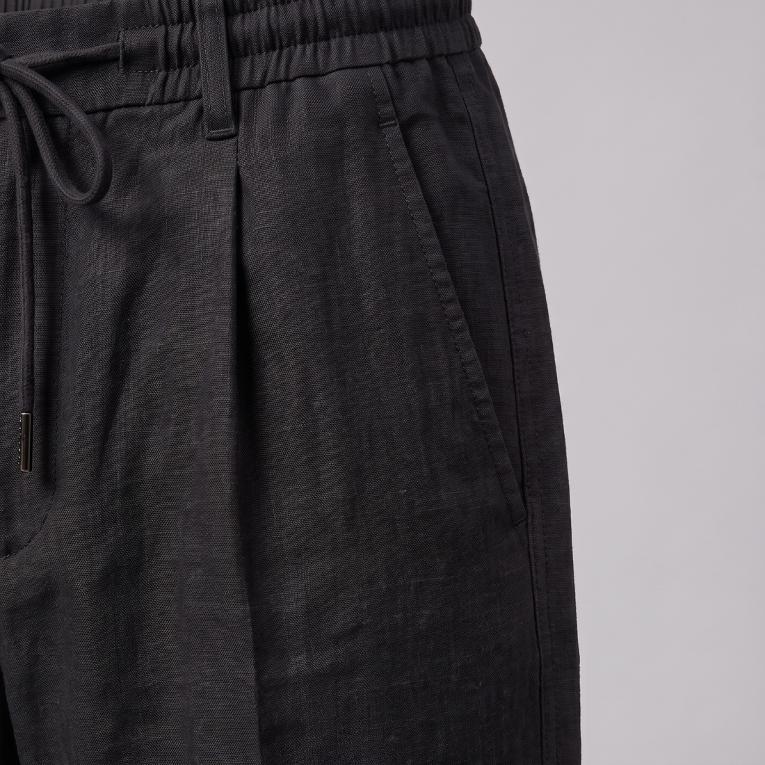 Men's Linen Drawstring Pleated Trousers