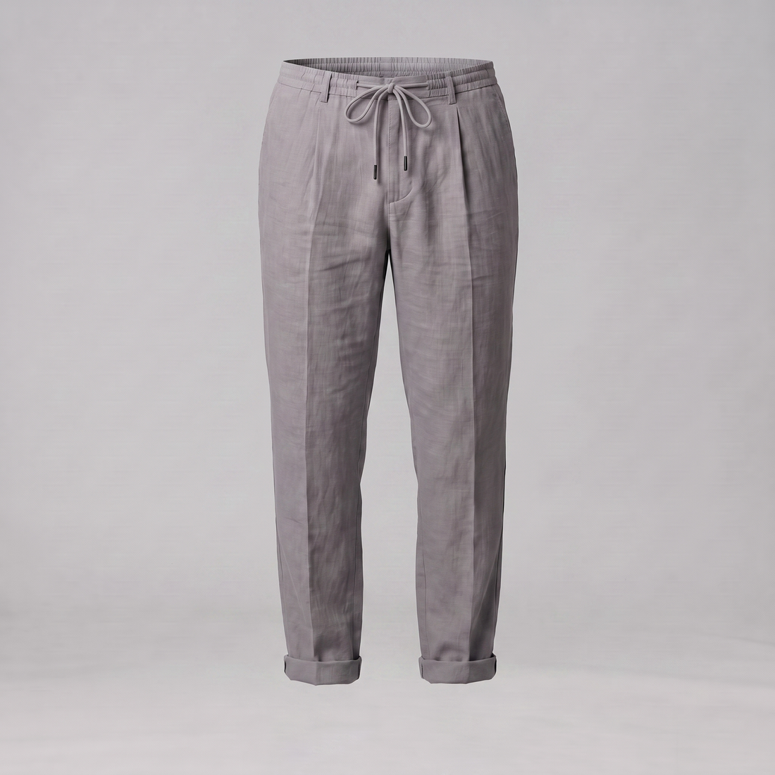 Men's Linen Drawstring Pleated Trousers