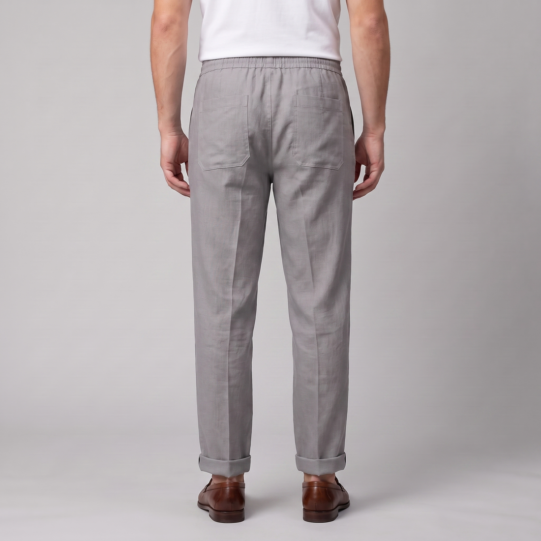 Men's Linen Drawstring Pleated Trousers