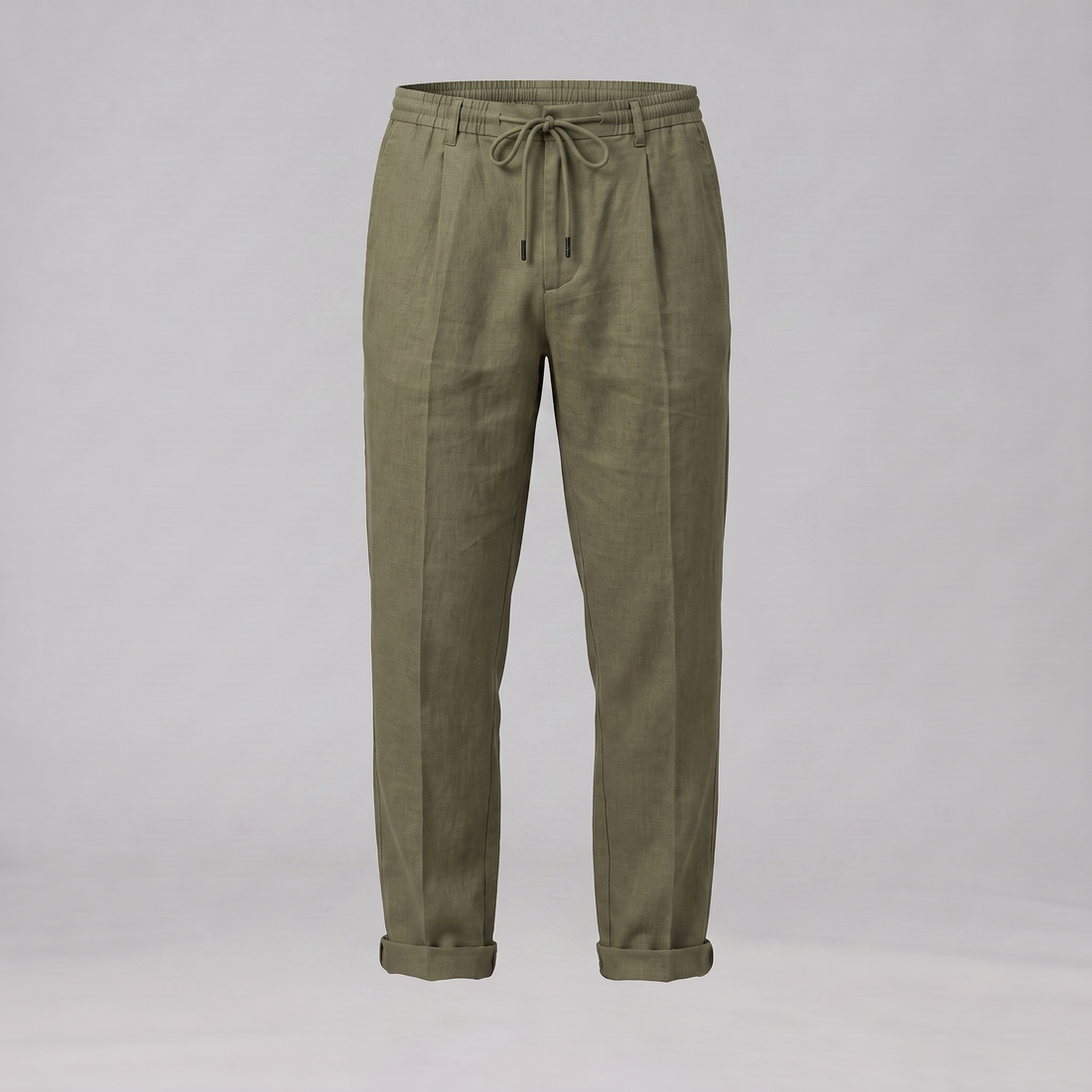 Men's Linen Drawstring Pleated Trousers