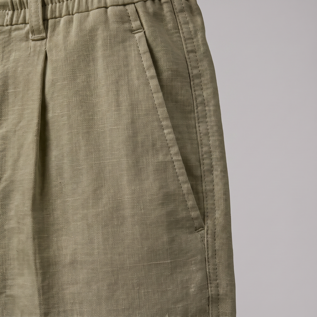 Men's Linen Drawstring Pleated Trousers