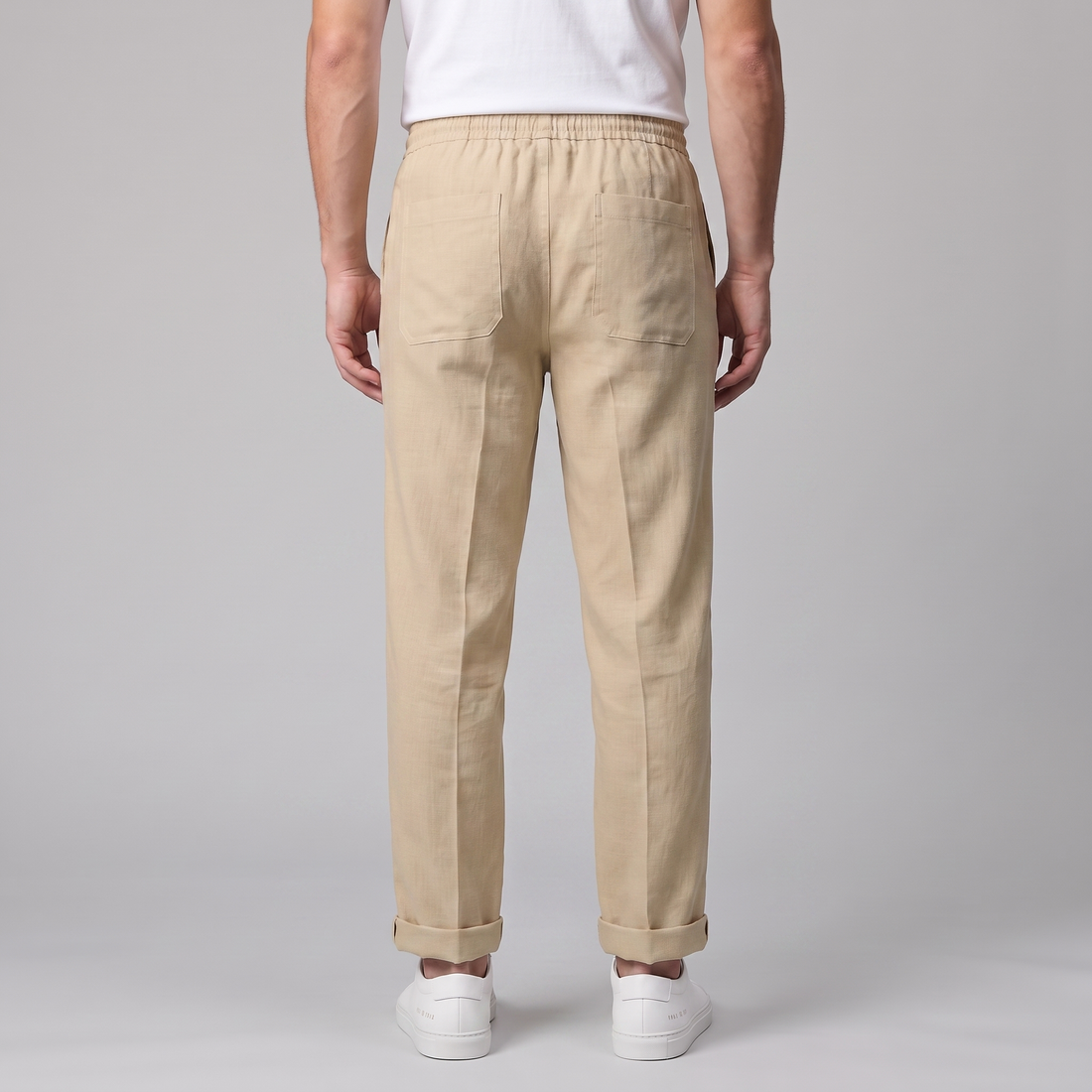 Men's Linen Drawstring Pleated Trousers