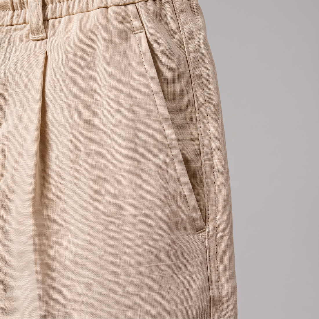 Men's Linen Drawstring Pleated Trousers