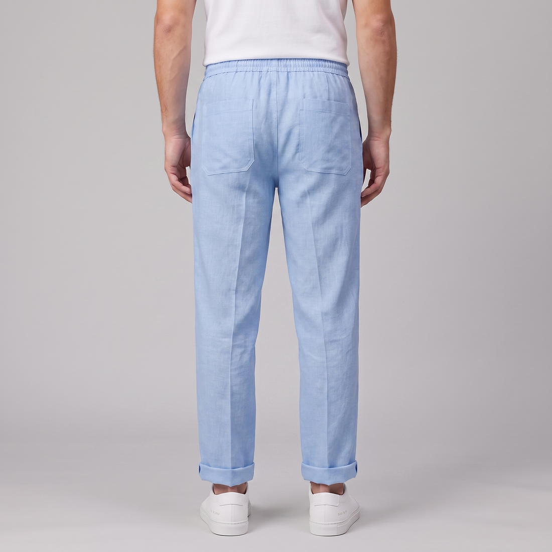 Men's Linen Drawstring Pleated Trousers