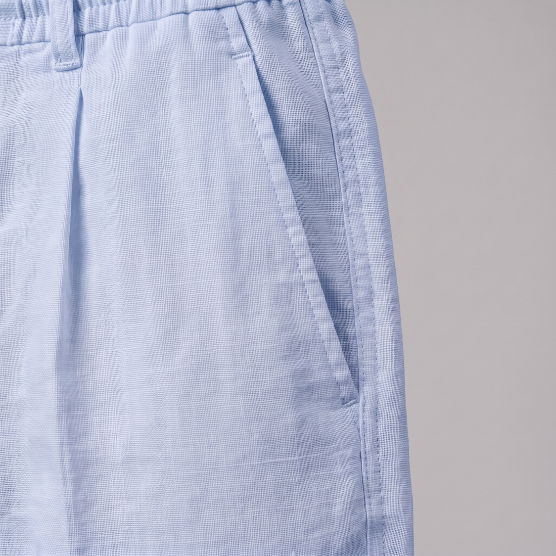 Men's Linen Drawstring Pleated Trousers