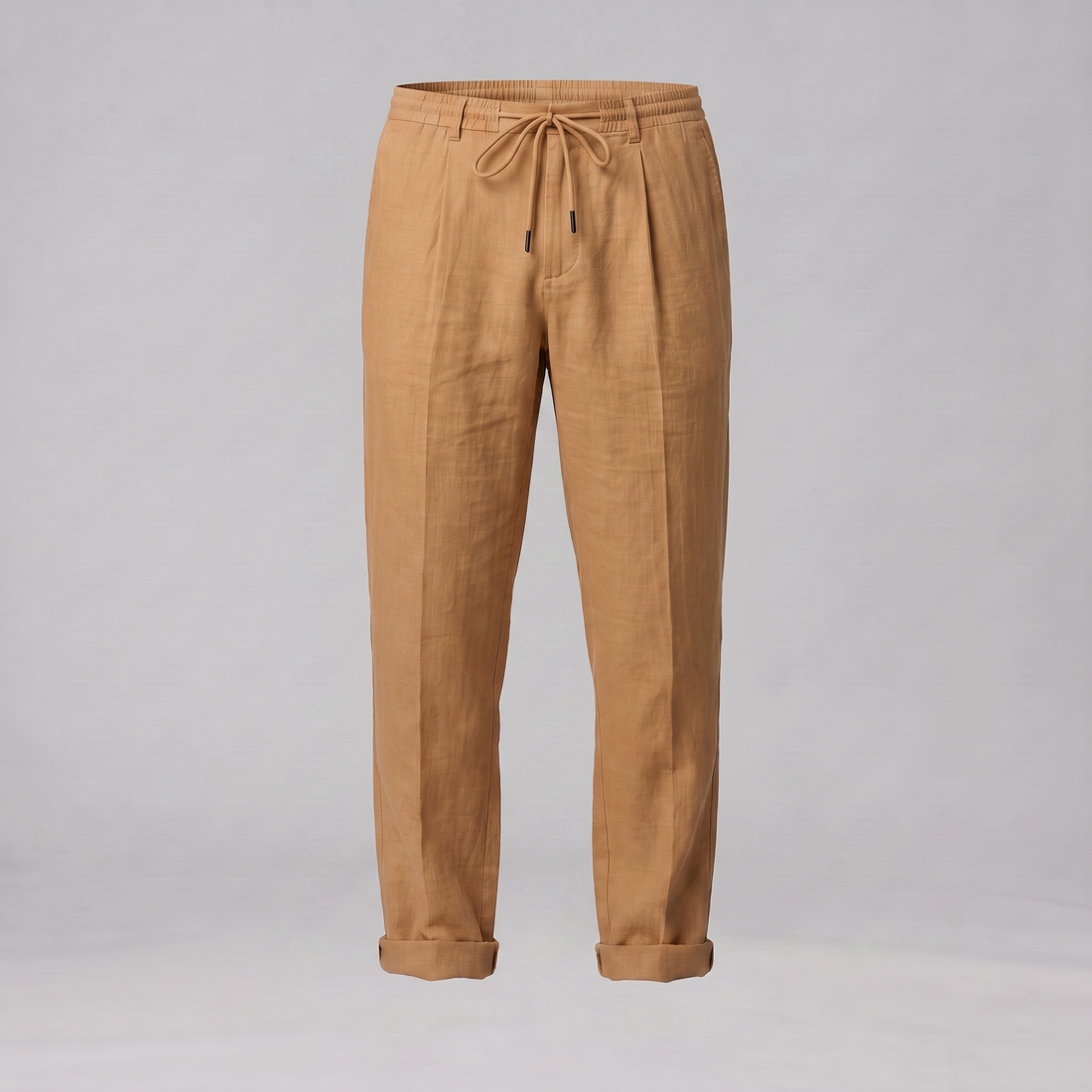 Men's Linen Drawstring Pleated Trousers