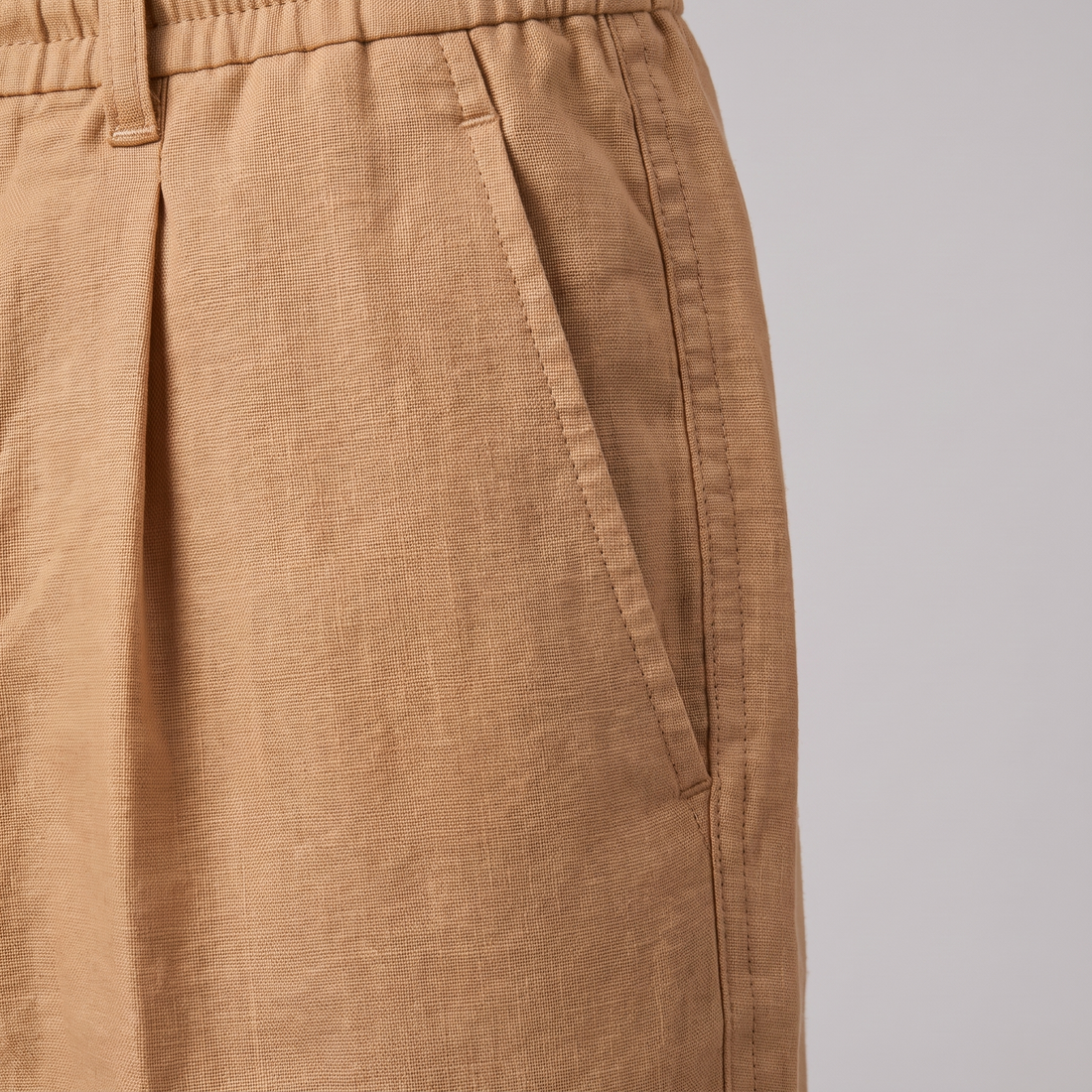 Men's Linen Drawstring Pleated Trousers