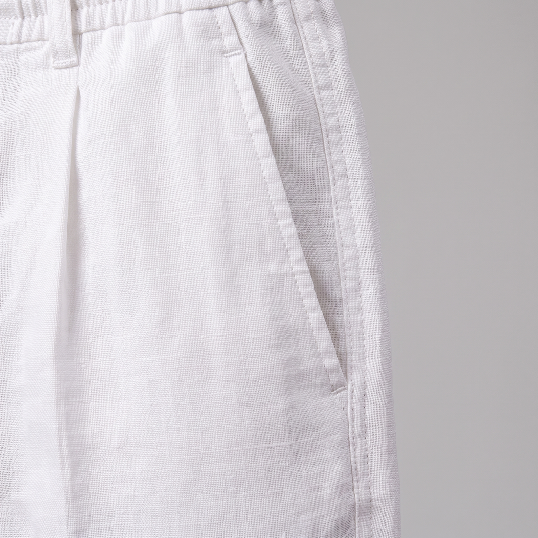 Men's Linen Drawstring Pleated Trousers