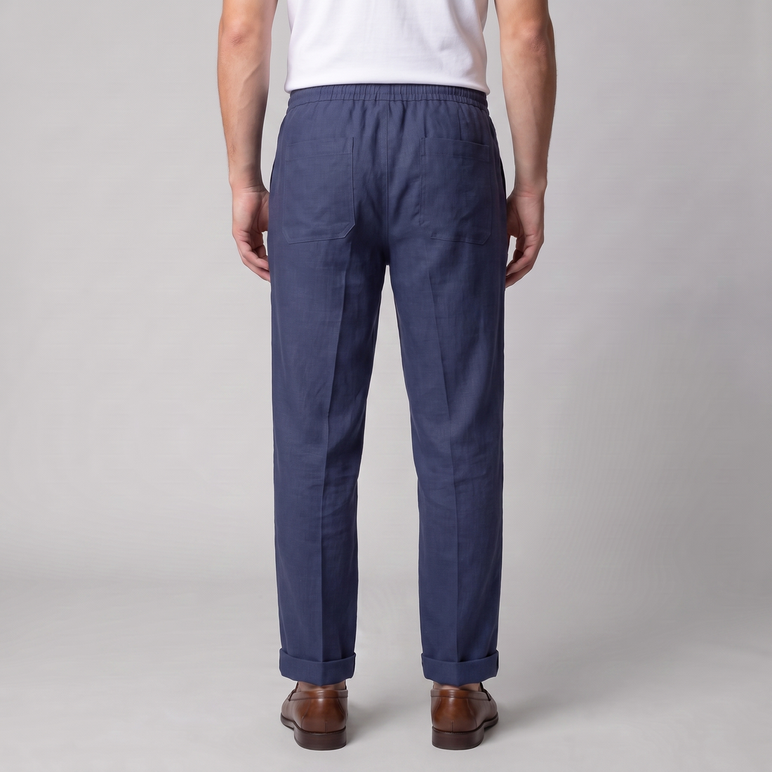 Men's Linen Drawstring Pleated Trousers