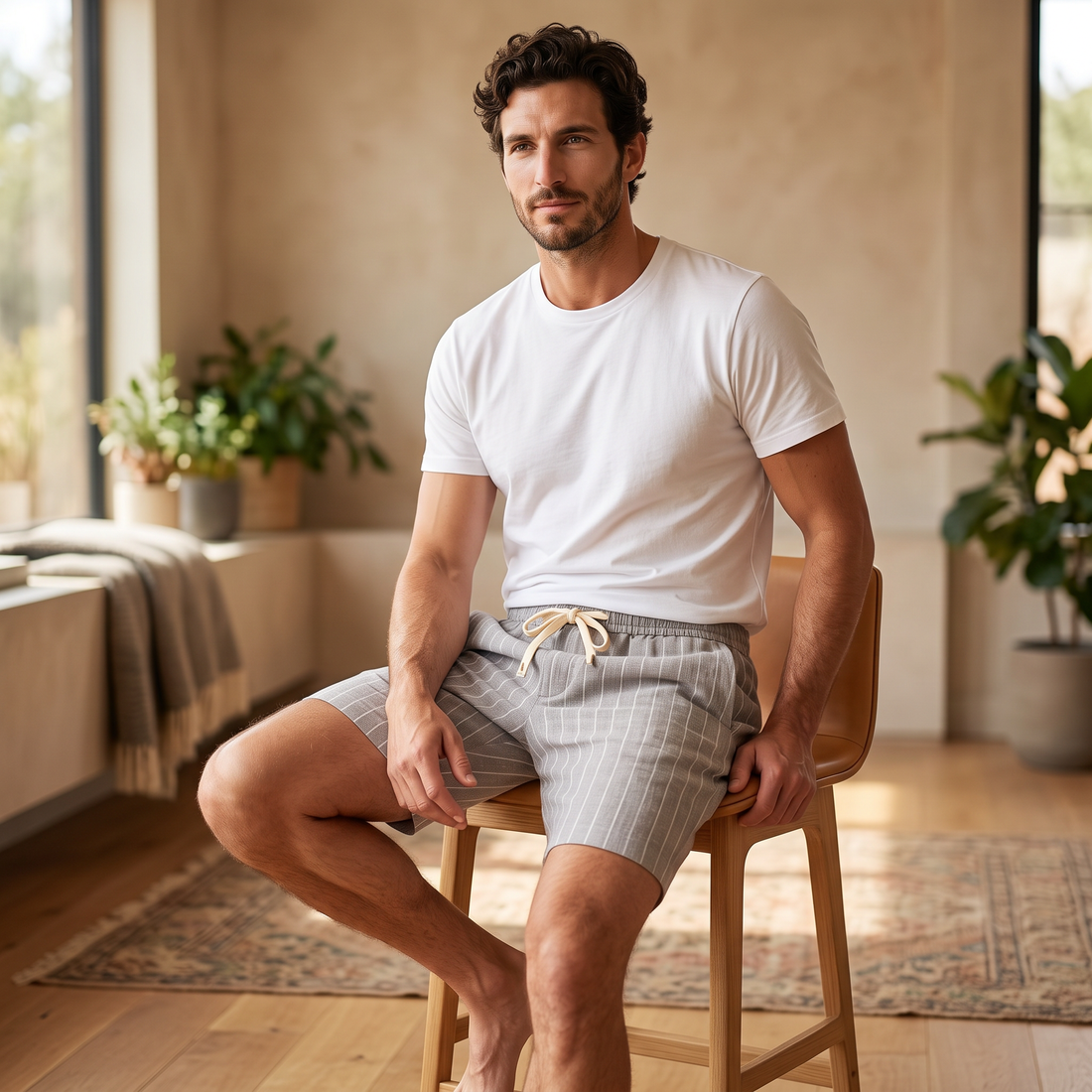 Men's Linen Pinstripe Summer Shorts