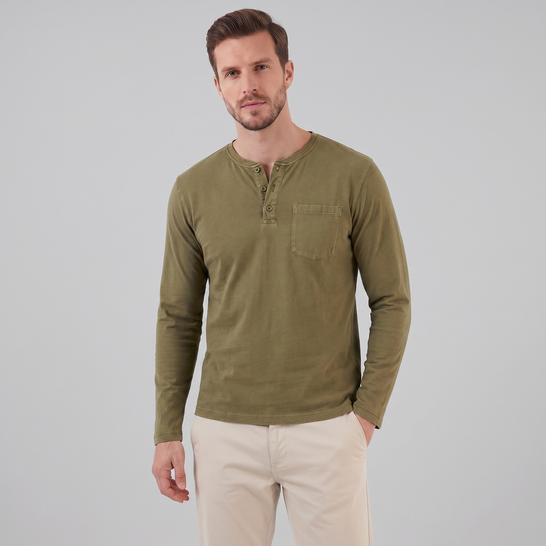 Men's Long Sleeve Henley Shirt