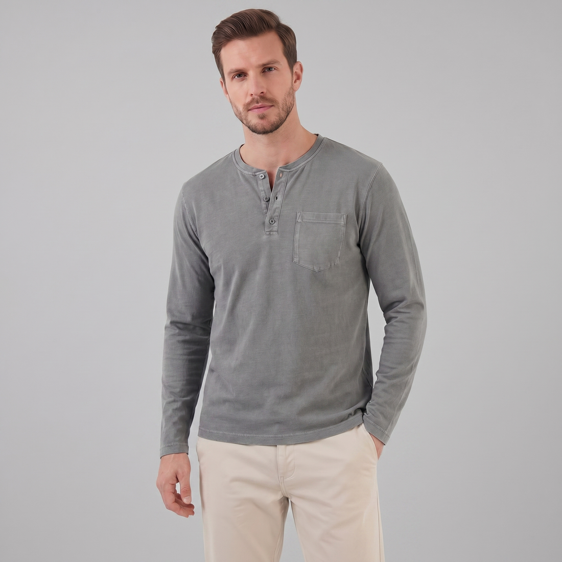 Men's Long Sleeve Henley Shirt