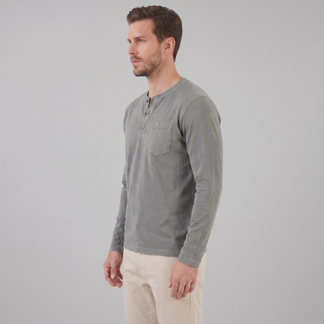 Men's Long Sleeve Henley Shirt