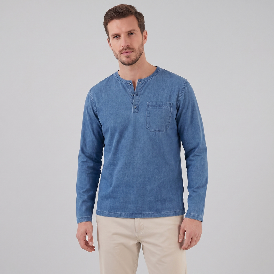 Men's Long Sleeve Henley Shirt