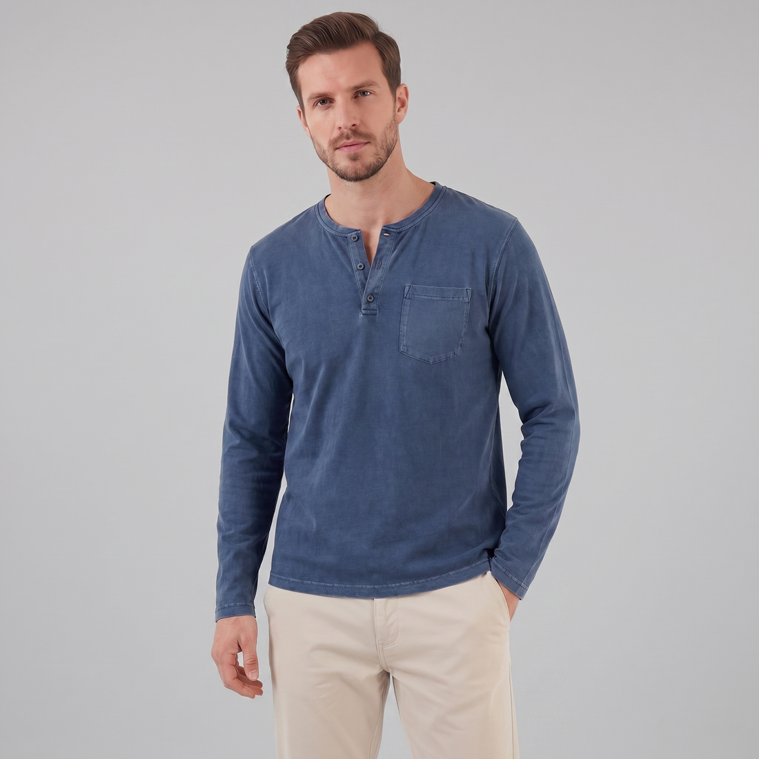 Men's Long Sleeve Henley Shirt