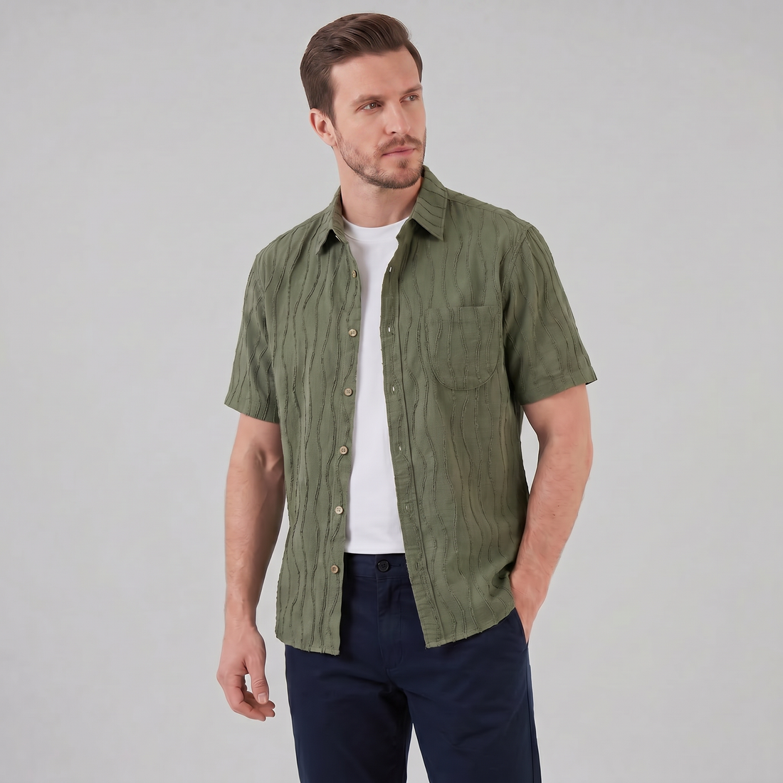 Men's Minimalist Wave Summer Shirt