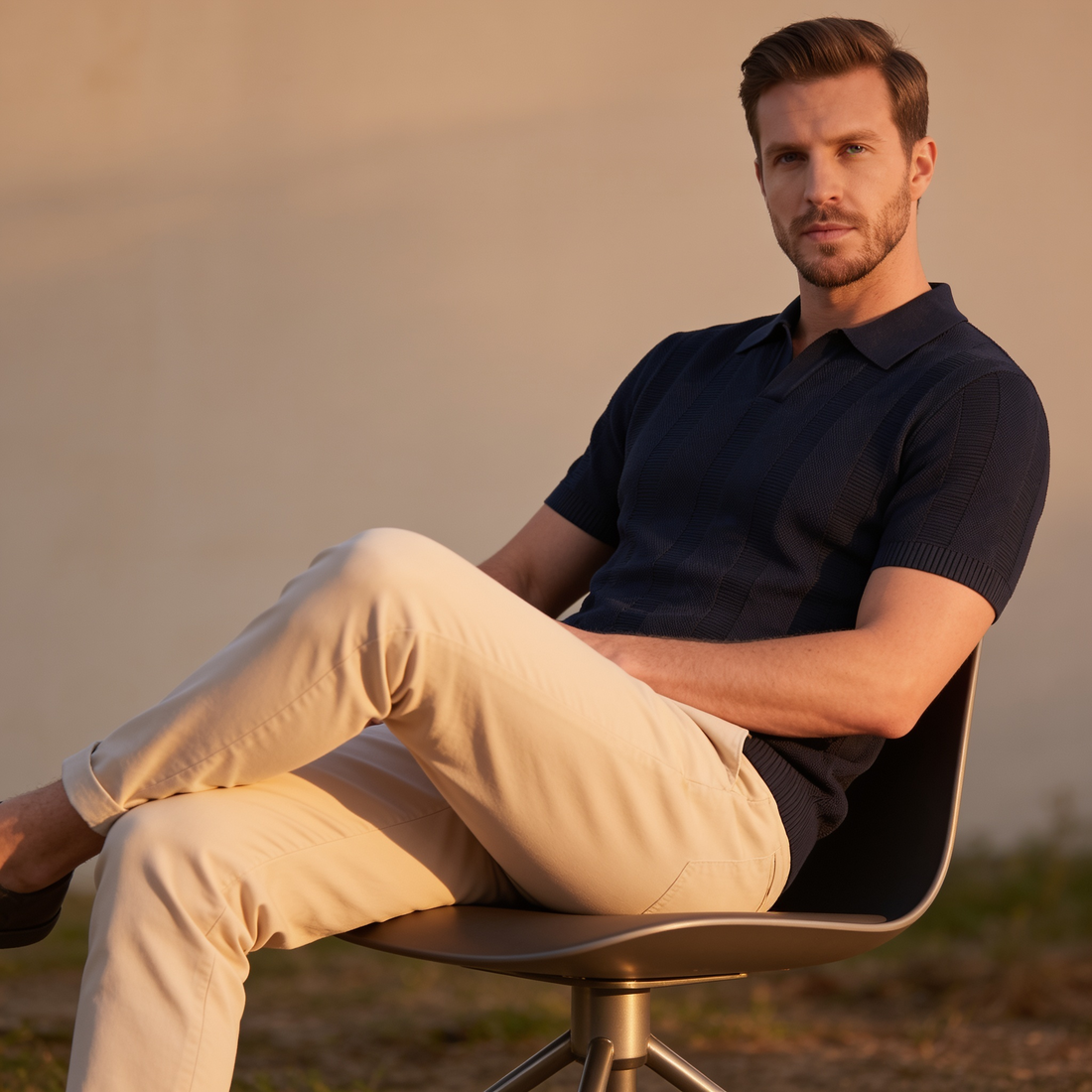 Men's Open Knit Polo Shirt