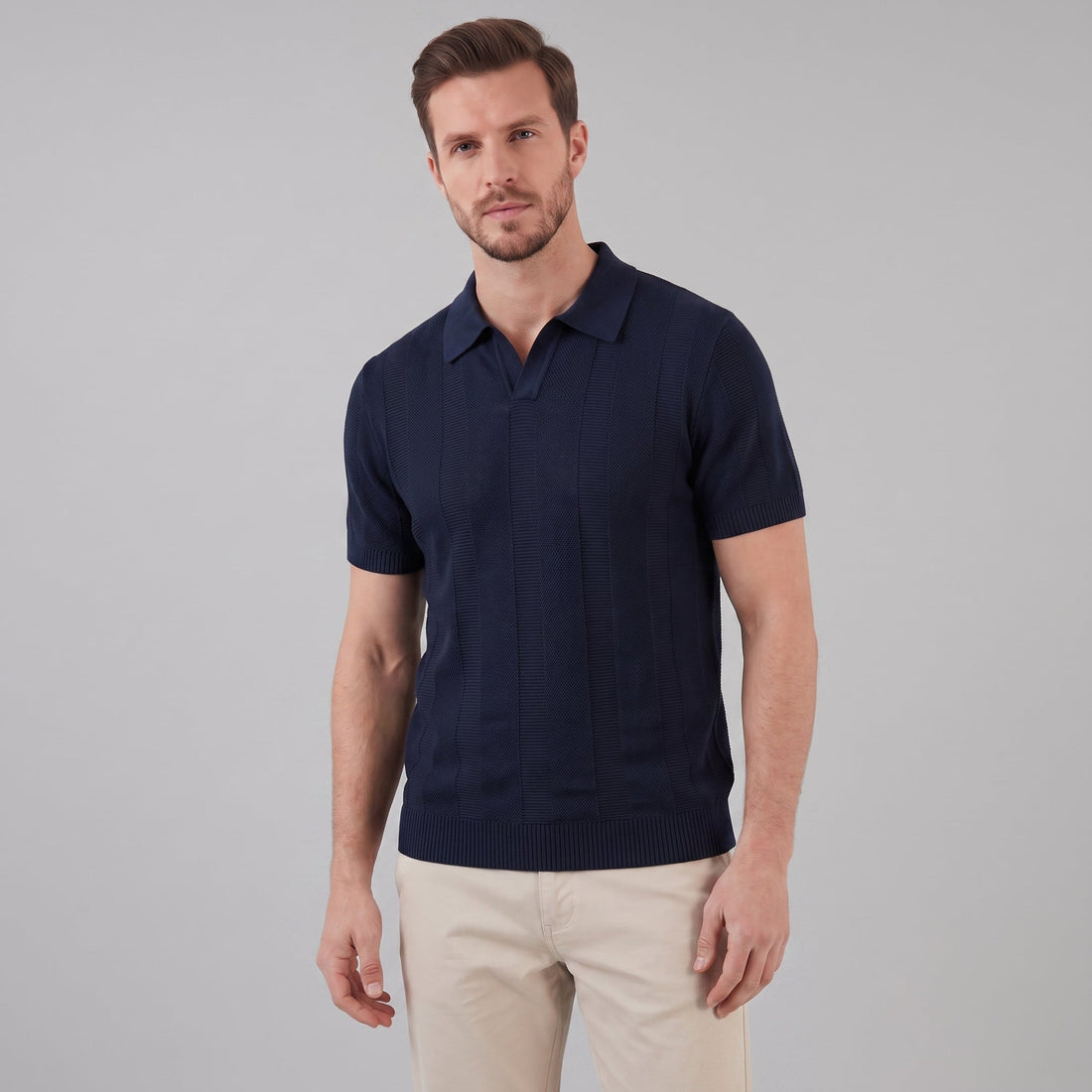Men's Open Knit Polo Shirt