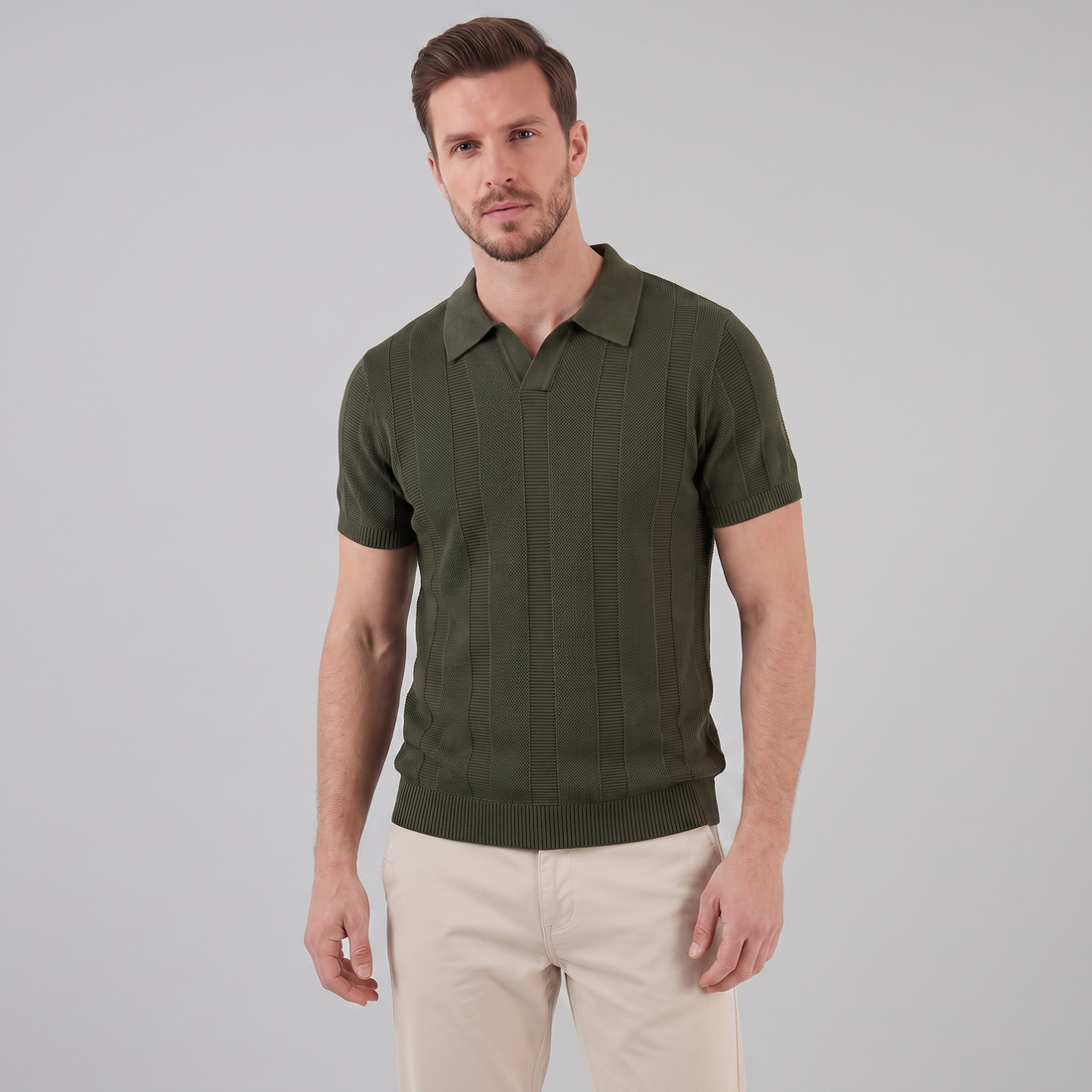 Men's Open Knit Polo Shirt